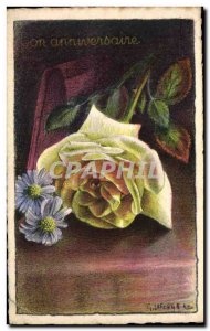 Old Postcard Happy Birthday Fantasy Flowers