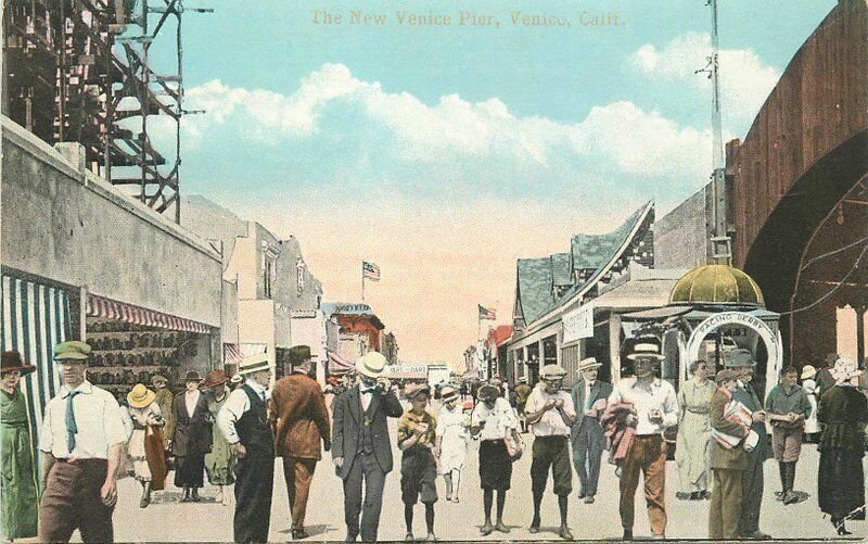 California Venice New Pier Street Scene C--1910 Postcard 22-9767