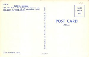 City Hall Eugene, Oregon OR Postcard