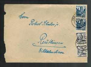 1948 Tubingen to Reutlingen Germany Wurttemberg Stamps Multi Franking Cover