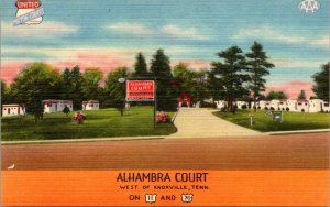 Linen Postcard Alhambra Court Motel 5401 Kingston Pike in Knoxville, Tennessee