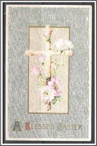 A Blessed Easter - Flowers - Cross - Embossed - [MX-172]
