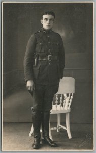 1928 LATVIAN ARMY OFFICER in UNIFORM ANTIQUE REAL PHOTO POSTCARD RPPC