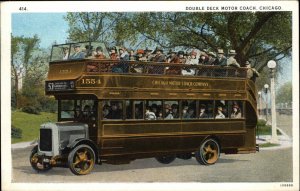 Chicago Illinois IL Double Deck Motor Coach c1920s-40s Postcard