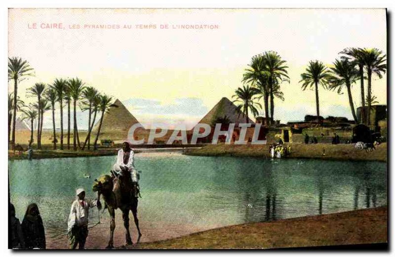 Old Postcard Egypt Egypt Cairo Pyramids in the Flood Time