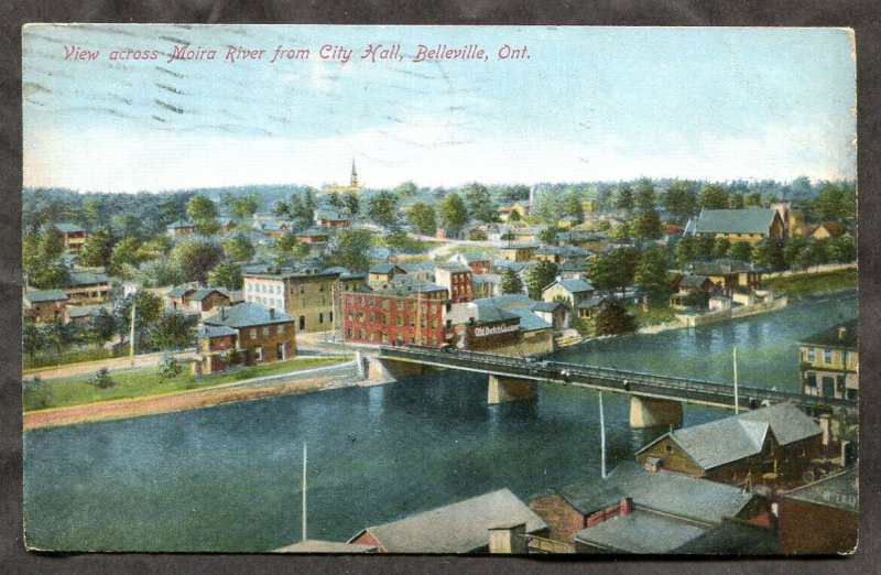 h2614 - BELLEVILLE Ontario 1909 Town View Moira River. By Stedman