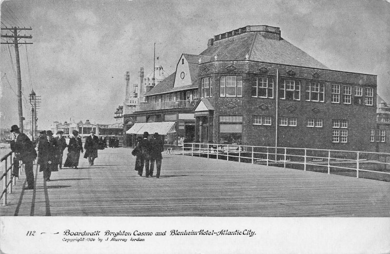 Boardwalk, Brighton Casino & Blenheim Hotel, Atlantic City, N.J.,1907 Postcard