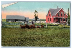 c1910 Real Estate Advertising Acre Farm Brick House Merrill Wisconsin Postcard