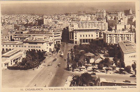 Morocco Casablanca Vue prise de la tour de l'Hotel de Ville Avenue d'Amade