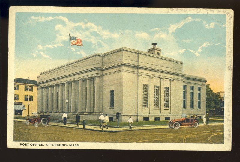 Attleboro, Massachusetts/MA Postcard, United States Post Office, 1922!