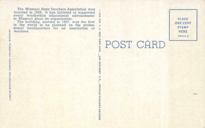 MO, Columbia MISSOURI STATE TEACHERS ASSOCIATION c1940's Curteich Linen Postcard