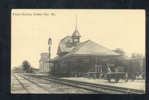 GOLDEN CITY MISSOURI FRISCO RAILROAD DEPOT TRAIN STATION VINTAGE POSTCARD