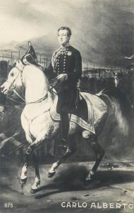 Carlo Alberto King of Sardegna in uniform and on horseback portrait 