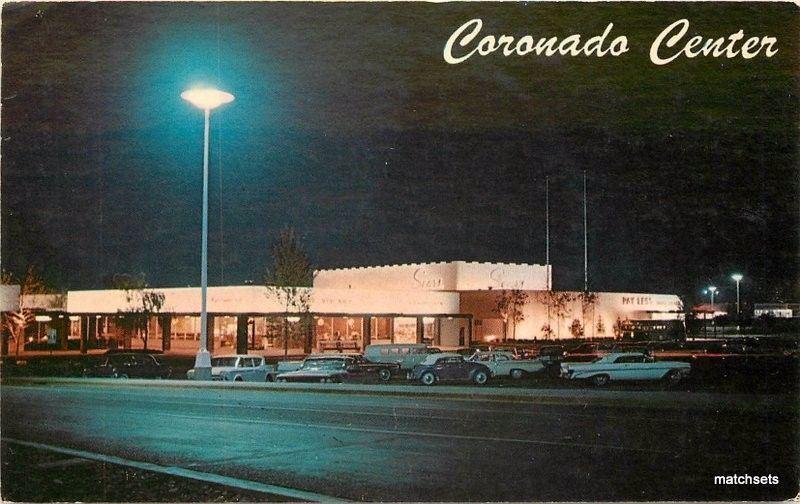 1950s Shopping Center Coronado Night autos Albuquerque New Mexico Teich 1774