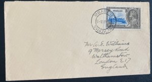 1935 Swaziland Airmail Cover To England  King George V Silver Jubilee Stamp 