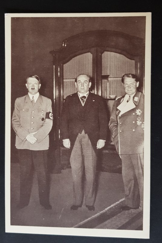 GERMAN EMPIRE THIRD REICH POSTCARD - ADOLF HITLER & GORING