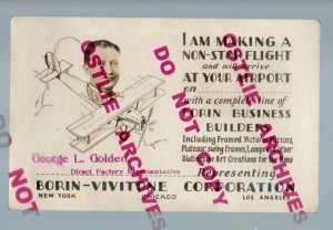 Chicago ILLINOIS RPPC c1920 ADVERTISING Salesman AIRPLANE Borin Vivitone Corp.