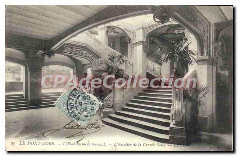 Old Postcard Mont Dore Hydrotherapy staircase from the great room