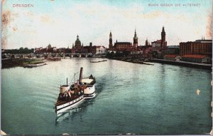 Germany Dresden Blick Gegen Die Altstadt Vintage Postcard C088