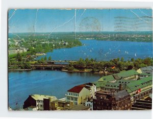 Postcard View of the Inner & Outer Alster Lake Hamburg Germany