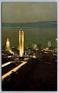 Kansas City  Missouri  Night Scene  Postcard
