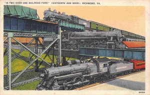 Three Railroads Crossing Richmond Virginia linen postcard