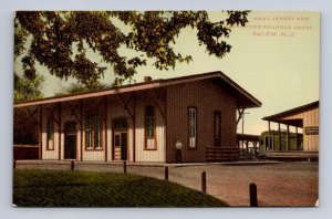 WEST JERSEY & SEASHORE RAILROAD DEPOT TRAIN SALEM NEW JERSEY POSTCARD (c. 1912)