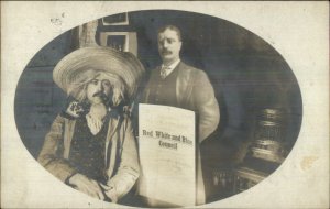 Unusual Teddy Roosevelt Paper Cut-Out Man in Mexican Costume 1908 RPPC