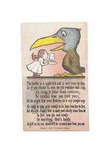 Vintage Gorkle Fictitious Bird Poem Postcard E.W. Woodman 1908 Unposted 