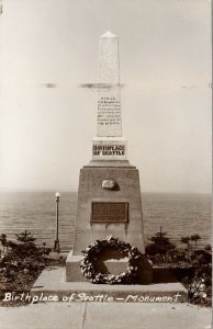 Birthplace of Seattle Monument WA Washington Unused Real Photo Postcard G89