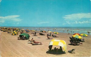 Stewart Gulf Coast Beach, Galveston TX  Colorful Beach Tents, Umbrellas Postcard