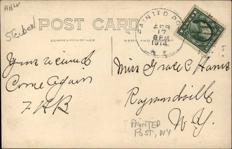 Street Scene Painted Post NY Cancel 1914 Real Photo Postcard JB JONES STORE