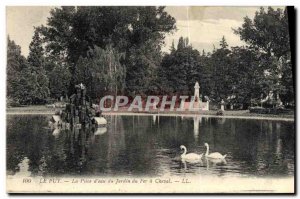 Old Postcard Le Puy La Piece D & # 39Eau Du Jardin Du Fer A Cheval Swans