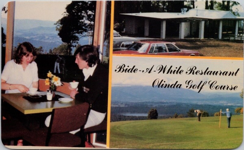 Bide-A-While Restaurant Olinda Golf Course Victoria Australia Adv Postcard H59