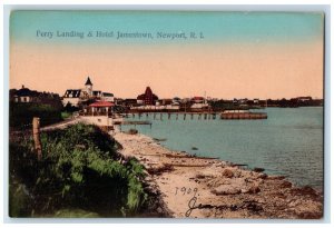 c1910's Ferry Landing & Hotel Jamestown Newport Rhode Island RI Antique Postcard 