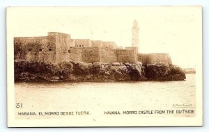 RPPC HAVANA, Cuba ~ EL MORRO CASTLE from Outside c1920s Postcard