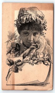 c1880 McCALL YOUNG GIRL VICTORIAN TRADE CARD P1734