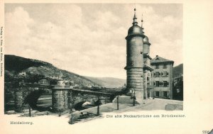 Die Alte Neckarbrucke Am Bruckentor Heidelberg Germany Vintage Postcard