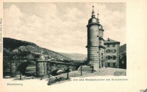 Vintage Postcard Die Alte Neckarbrucke Am Bruckentor Heidelberg Germany