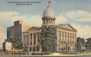 SPRINGFIELD, IL Illinois     SANGAMON COUNTY COURT HOUSE    c1940's Postcard