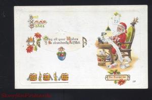 ANTIQUE VINTAGE XMAS CHRISTMAS POSTCARD SANTA CLAUS WRITING 