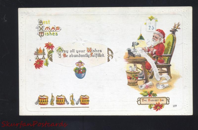 ANTIQUE VINTAGE XMAS CHRISTMAS POSTCARD SANTA CLAUS WRITING 