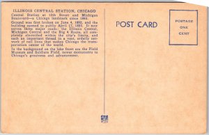 Chicago Illinois ILL, Central Station, Michigan Boulevard, Vintage Postcard