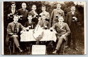 RPPC Germany Club Einingkeil (t?) Unity~Glass Beer Mugs~Officers Ribbons 1908 PC 