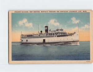 Postcard Steamer Naushon Marthas Vineyard And Nantucket Steamship Line MA USA