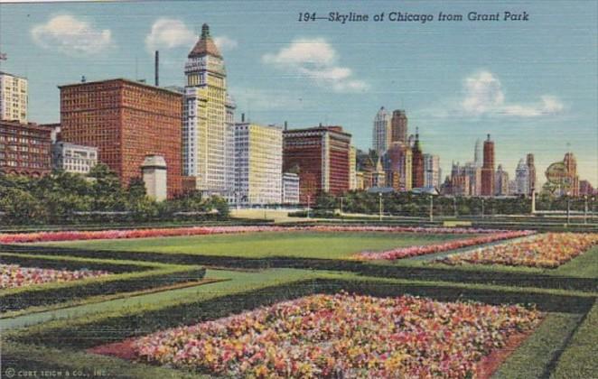 Illinois Chicago Skyline From Grant Park Curteich