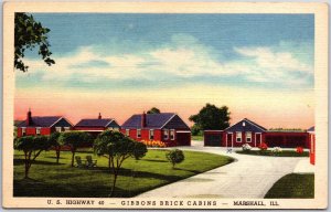 Marshall Illinois ILL, Gibbons Brick Cabins, House, Driveway, Vintage Postcard