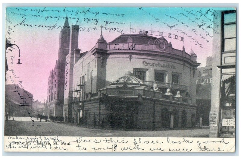 1910 Orpheum Theatre Building St. Paul Prosper Minnesota MN DPO Antique Postcard