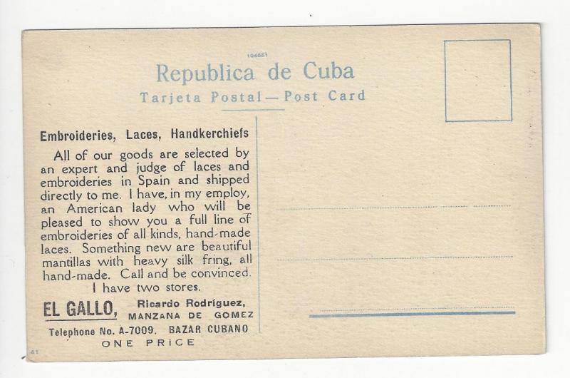 Vintage Caribbean Advertisement Postcard - See Ad On Reverse (AH36)