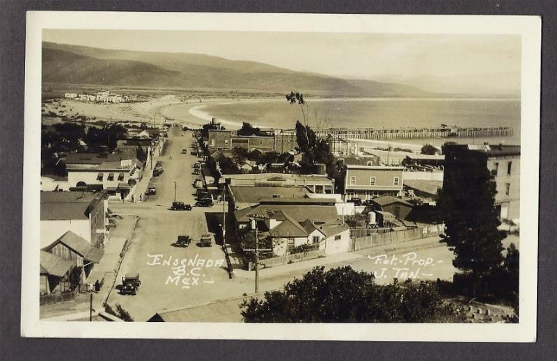 Ensenada Mexico View of Town Street Scene Tan 1930s RP